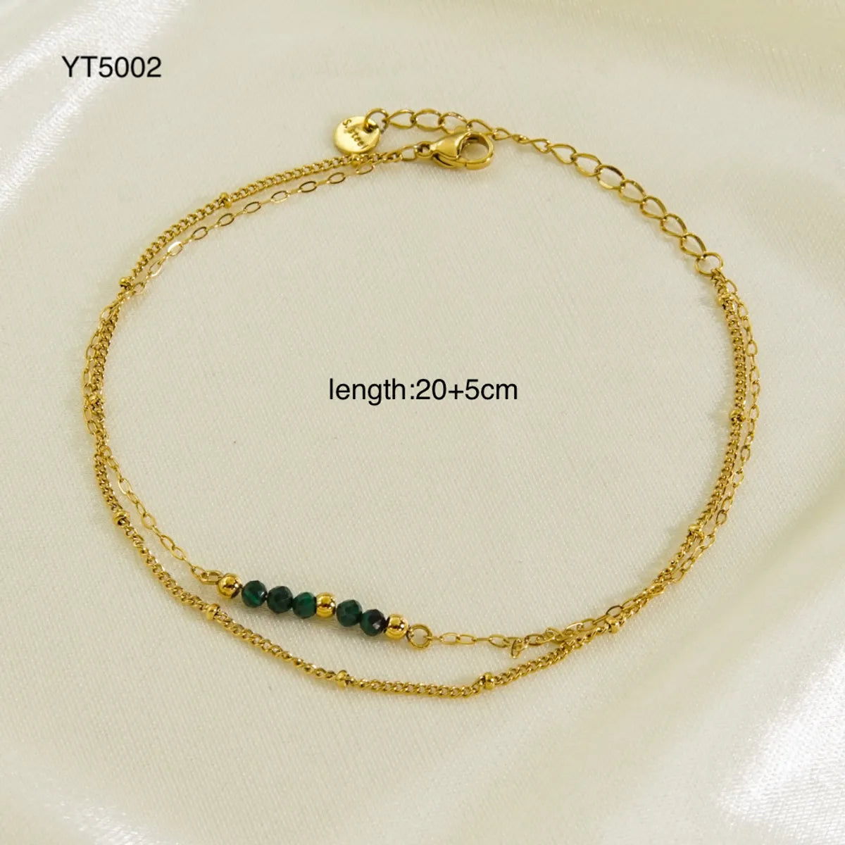 Streetwear Geometric 304 Stainless Steel Natural Stone Plating Inlay Zircon 14K Gold Plated Women'S Anklet