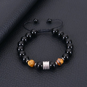 Streetwear Geometric Alloy Tiger Eye Obsidian Men'S Bracelets