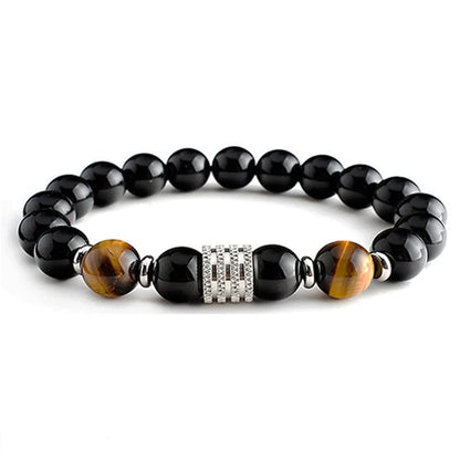 Streetwear Geometric Alloy Tiger Eye Obsidian Men'S Bracelets