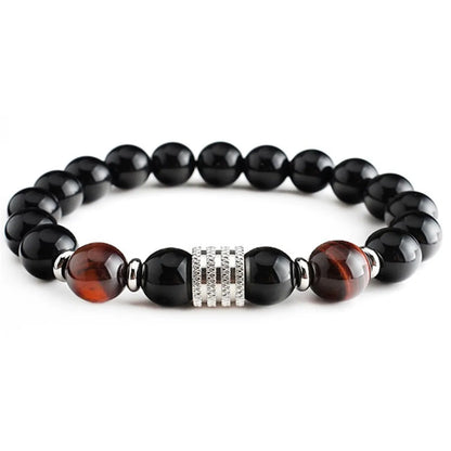 Streetwear Geometric Alloy Tiger Eye Obsidian Men'S Bracelets