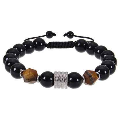 Streetwear Geometric Alloy Tiger Eye Obsidian Men'S Bracelets