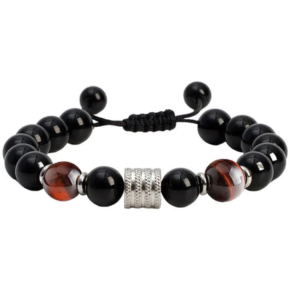 Streetwear Geometric Alloy Tiger Eye Obsidian Men'S Bracelets