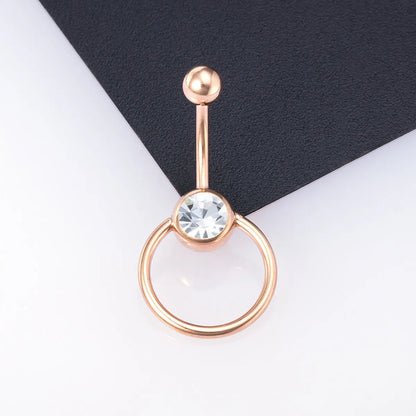 Streetwear Geometric Stainless Steel Zircon Belly Ring In Bulk