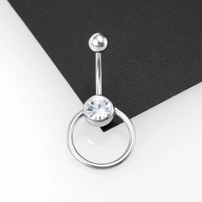 Streetwear Geometric Stainless Steel Zircon Belly Ring In Bulk