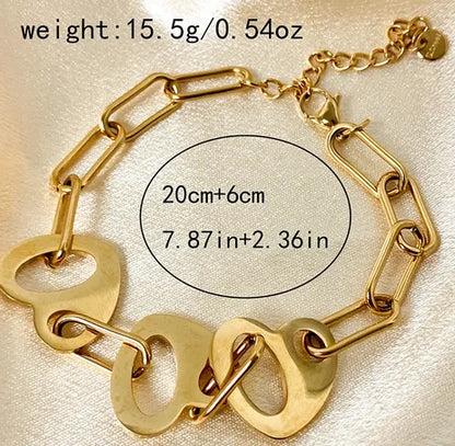 Streetwear Heart Shape 304 Stainless Steel 14K Gold Plated Bracelets In Bulk