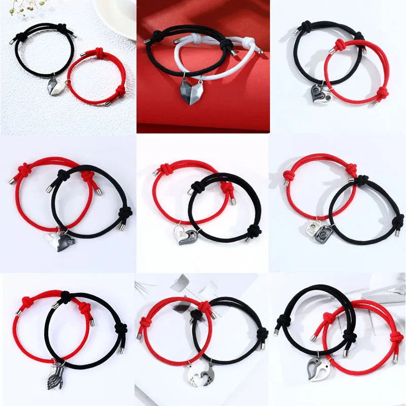 Streetwear Heart Shape Alloy Rope Valentine'S Day Unisex Drawstring Bracelets