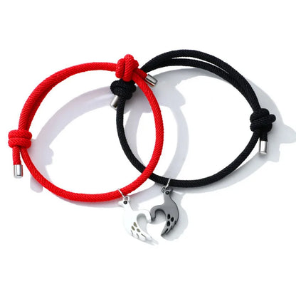 Streetwear Heart Shape Alloy Rope Valentine'S Day Unisex Drawstring Bracelets