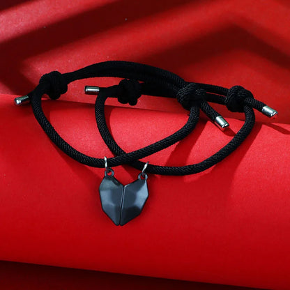 Streetwear Heart Shape Alloy Rope Valentine'S Day Unisex Drawstring Bracelets