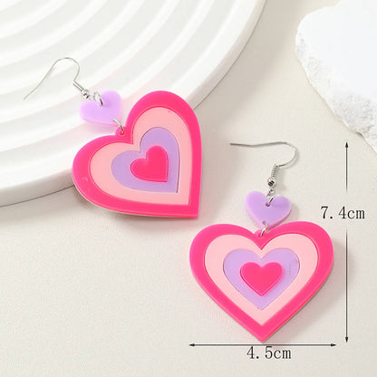 Streetwear Heart Shape Arylic Asymmetrical Acrylic Women's Drop Earrings