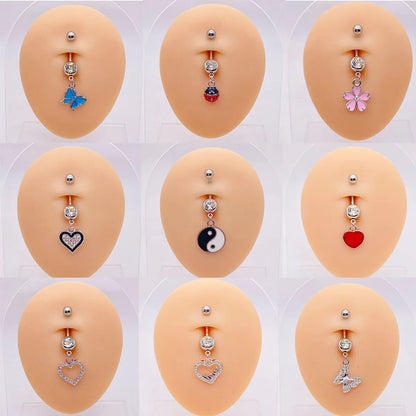 Streetwear Heart Shape Butterfly Stainless Steel Plating Inlay Women'S Belly Ring