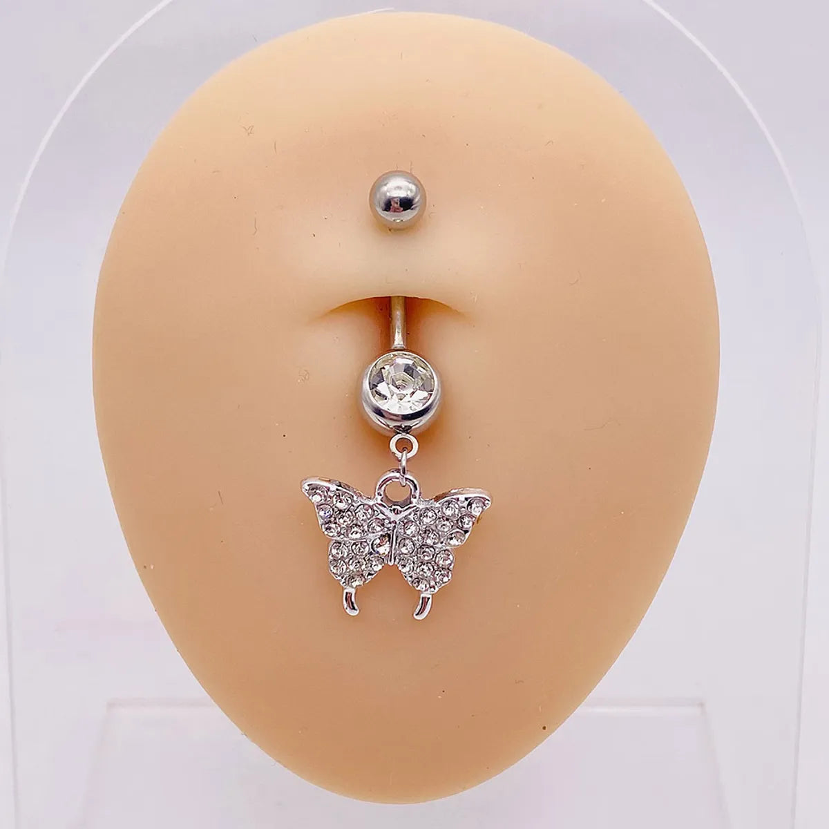 Streetwear Heart Shape Butterfly Stainless Steel Plating Inlay Women'S Belly Ring