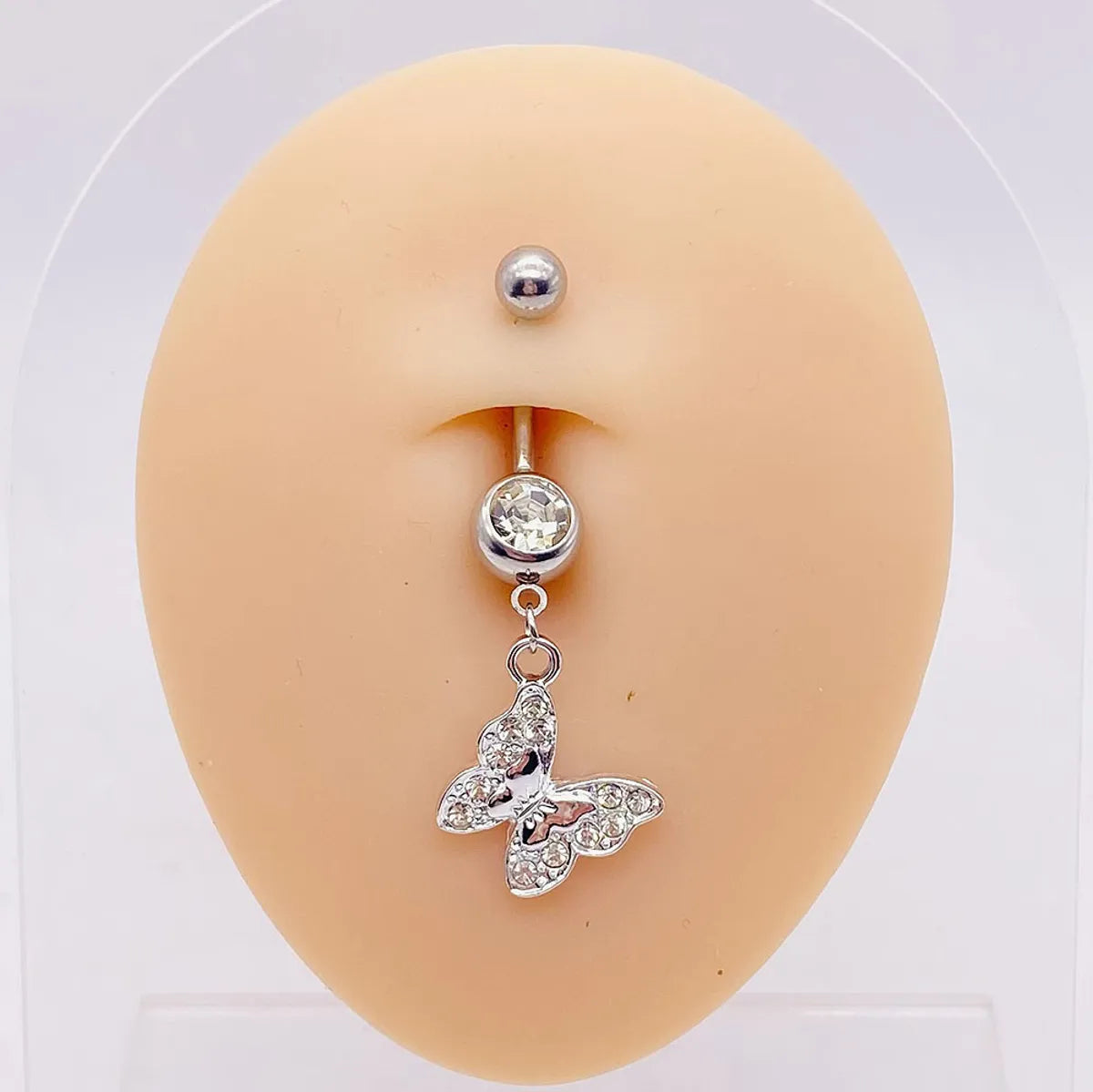 Streetwear Heart Shape Butterfly Stainless Steel Plating Inlay Women'S Belly Ring