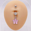 Streetwear Heart Shape Butterfly Stainless Steel Plating Inlay Women'S Belly Ring