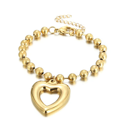 Wholesale Jewelry Streetwear Heart Shape Stainless Steel 18K Gold Plated Plating Bracelets Necklace