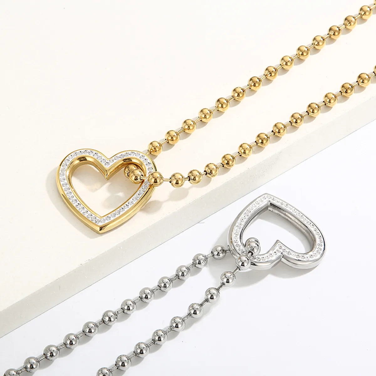 Wholesale Jewelry Streetwear Heart Shape Stainless Steel 18K Gold Plated Plating Bracelets Necklace