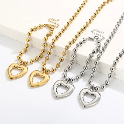 Wholesale Jewelry Streetwear Heart Shape Stainless Steel 18K Gold Plated Plating Bracelets Necklace