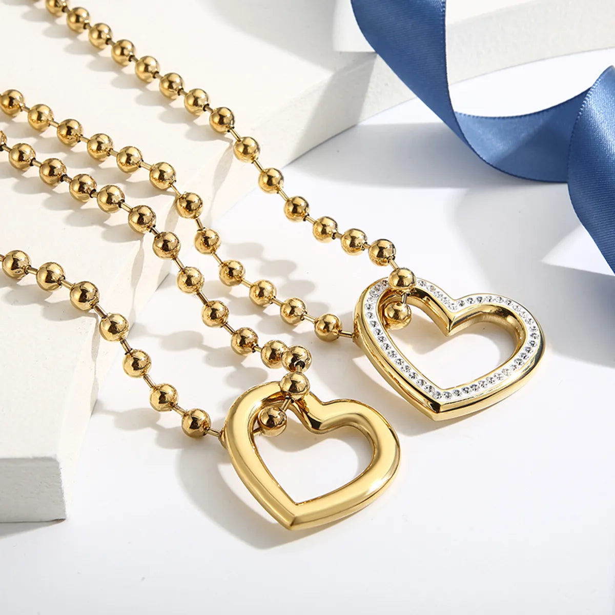 Wholesale Jewelry Streetwear Heart Shape Stainless Steel 18K Gold Plated Plating Bracelets Necklace