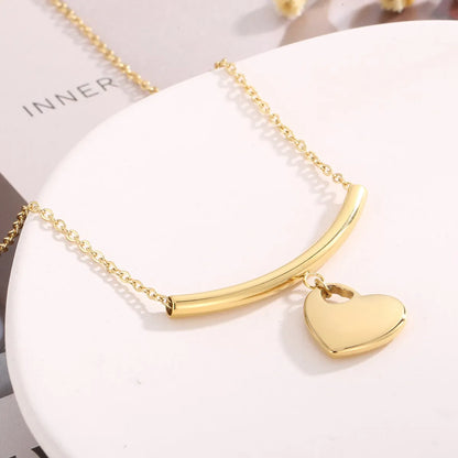 Streetwear Heart Shape Titanium Steel Plating 18k Gold Plated Earrings Necklace