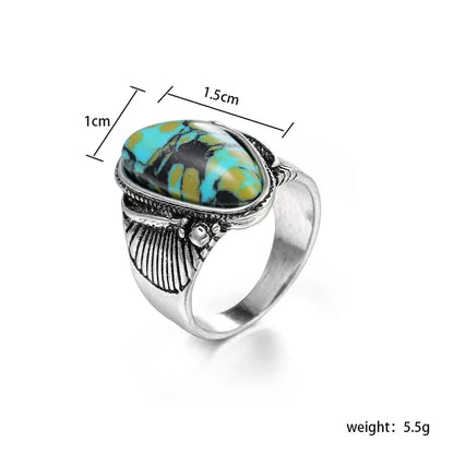 Streetwear Irregular Turquoise Alloy Wholesale Rings