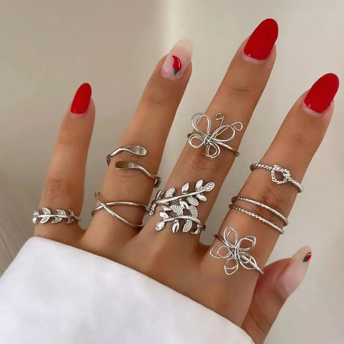 Streetwear Leaves Butterfly Alloy Wholesale Rings