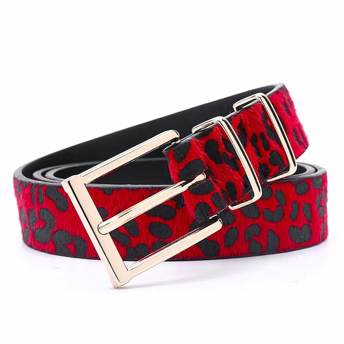 Streetwear Leopard Imitation Leather Alloy Women'S Leather Belts