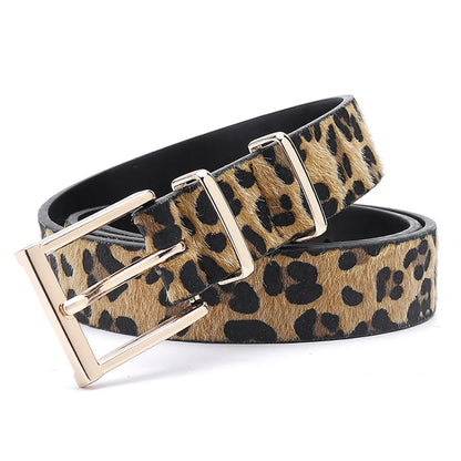 Streetwear Leopard Imitation Leather Alloy Women'S Leather Belts