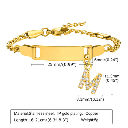 Streetwear Letter Stainless Steel Gold Plated Zircon Bangle In Bulk