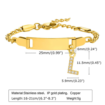 Streetwear Letter Stainless Steel Gold Plated Zircon Bangle In Bulk