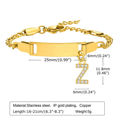 Streetwear Letter Stainless Steel Gold Plated Zircon Bangle In Bulk