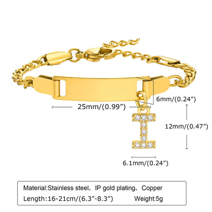 Streetwear Letter Stainless Steel Gold Plated Zircon Bangle In Bulk