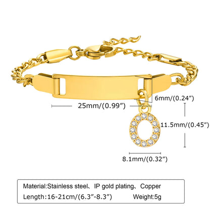 Streetwear Letter Stainless Steel Gold Plated Zircon Bangle In Bulk