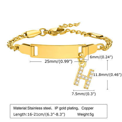 Streetwear Letter Stainless Steel Gold Plated Zircon Bangle In Bulk