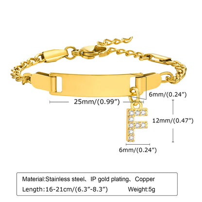 Streetwear Letter Stainless Steel Gold Plated Zircon Bangle In Bulk