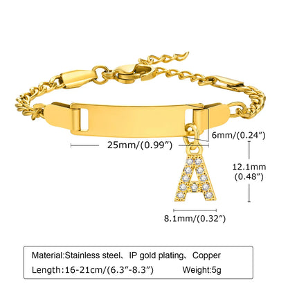 Streetwear Letter Stainless Steel Gold Plated Zircon Bangle In Bulk