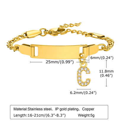 Streetwear Letter Stainless Steel Gold Plated Zircon Bangle In Bulk