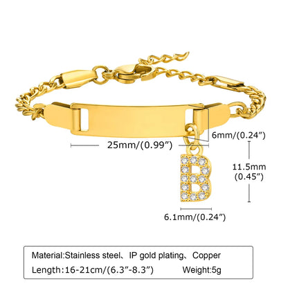 Streetwear Letter Stainless Steel Gold Plated Zircon Bangle In Bulk