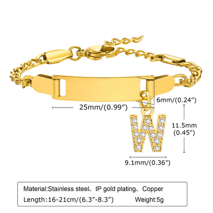 Streetwear Letter Stainless Steel Gold Plated Zircon Bangle In Bulk