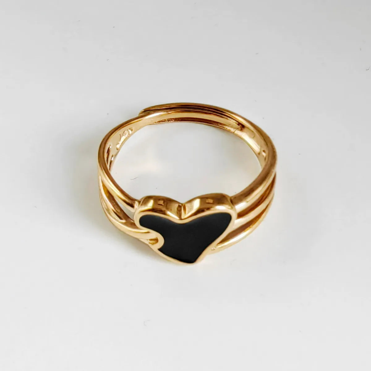 Streetwear Oval Heart Shape Stainless Steel Titanium Steel Enamel Plating 14k Gold Plated Open Rings