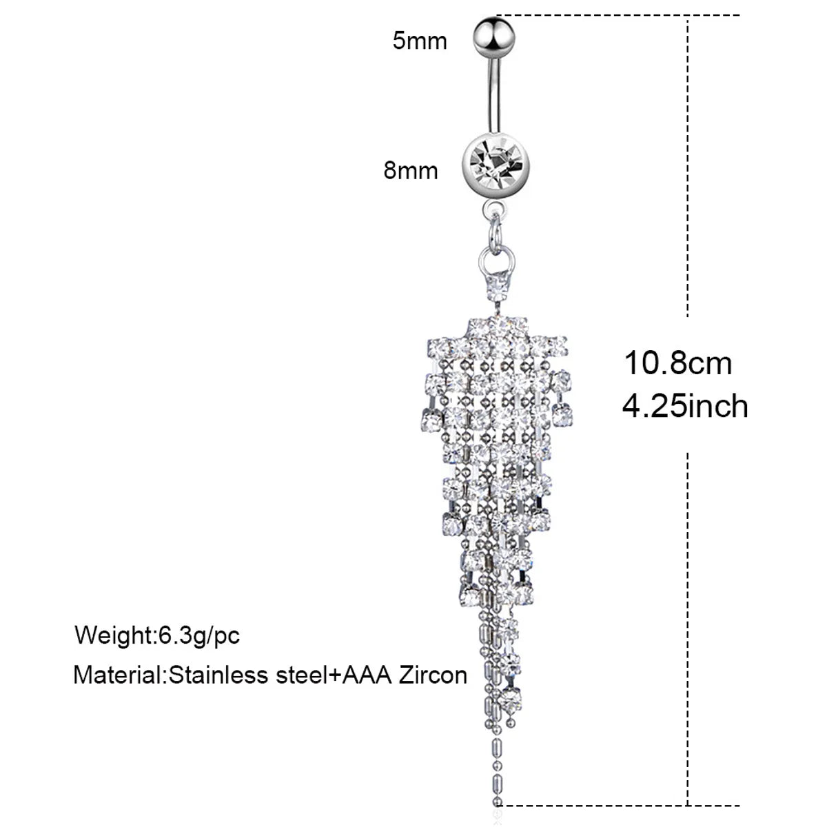 Streetwear Owl Crown Butterfly Stainless Steel Plating Inlay Zircon Belly Ring