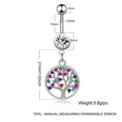 Streetwear Owl Crown Butterfly Stainless Steel Plating Inlay Zircon Belly Ring