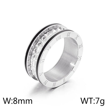 Wholesale Jewelry Streetwear Roman Numeral Titanium Steel 18K Gold Plated Enamel Rings