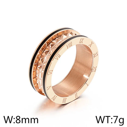 Wholesale Jewelry Streetwear Roman Numeral Titanium Steel 18K Gold Plated Enamel Rings