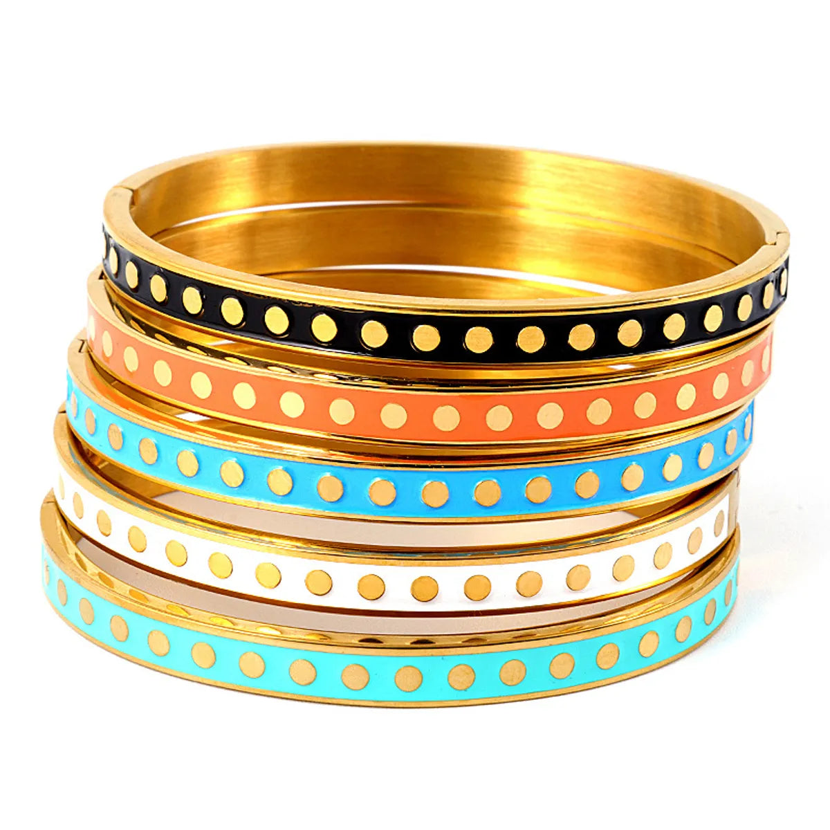 Streetwear Round Dots Stainless Steel Bangle In Bulk