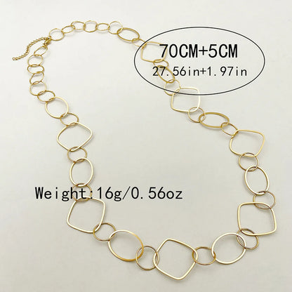 Streetwear Round Square Stainless Steel Plating Gold Plated Necklace