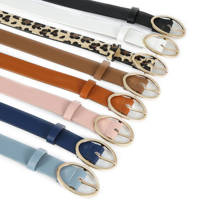 Streetwear Solid Color Pu Leather Alloy Women'S Leather Belts