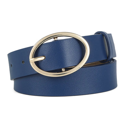 Streetwear Solid Color Pu Leather Alloy Women'S Leather Belts