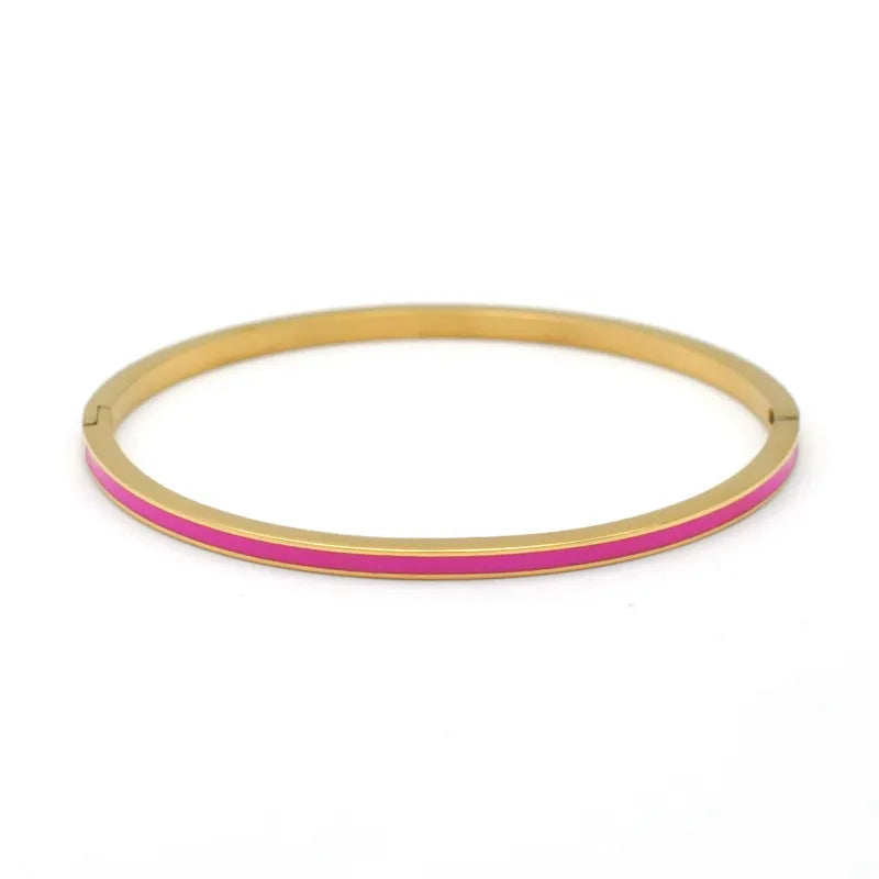 Streetwear Solid Color Stainless Steel Bangle In Bulk