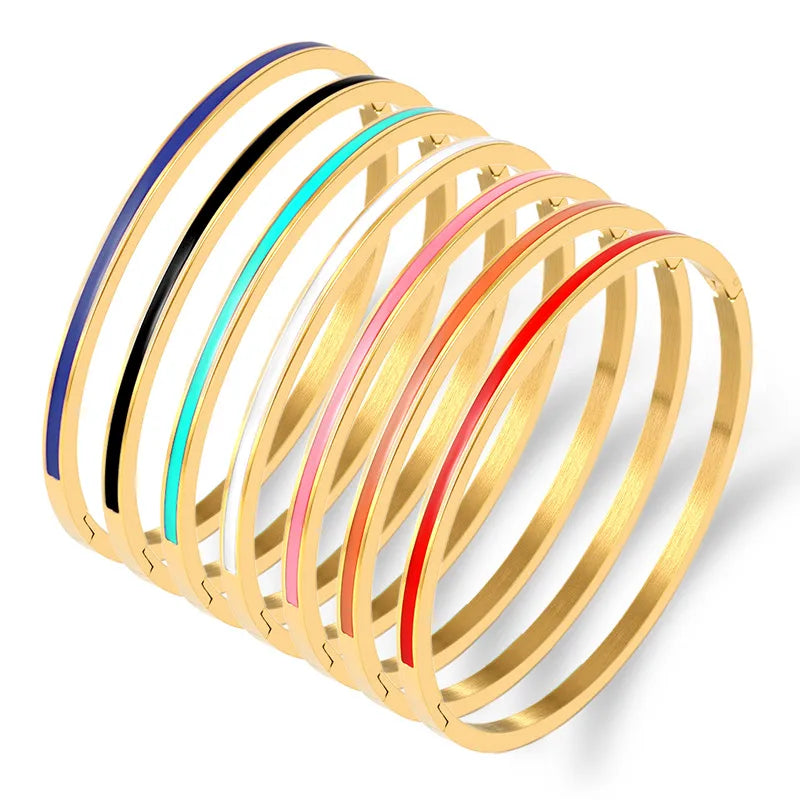 Streetwear Solid Color Stainless Steel Bangle In Bulk