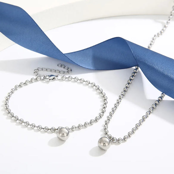 Wholesale Jewelry Streetwear Solid Color Stainless Steel 18K Gold Plated Plating Bracelets Necklace