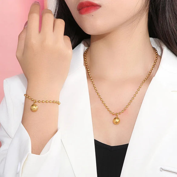 Wholesale Jewelry Streetwear Solid Color Stainless Steel 18K Gold Plated Plating Bracelets Necklace